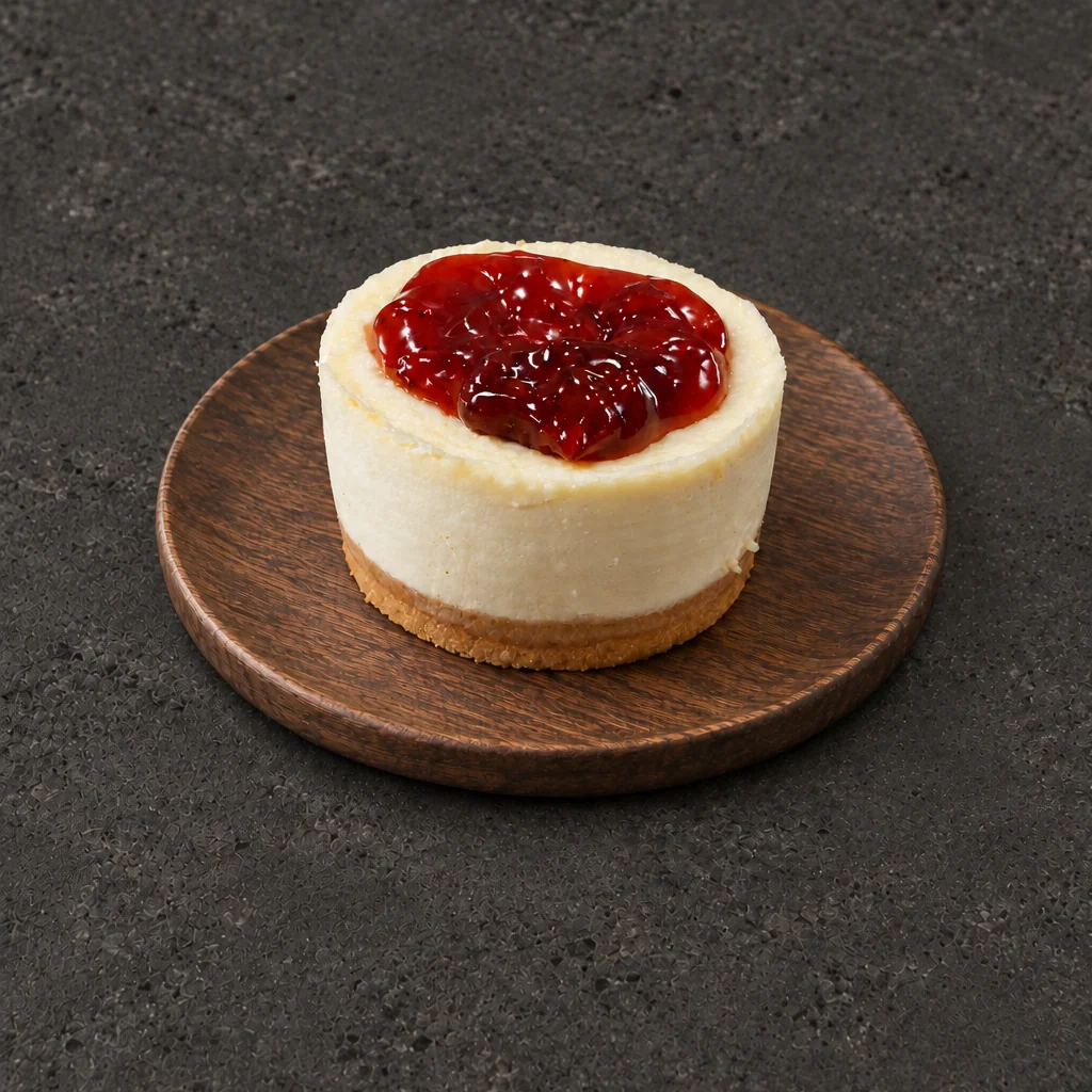 Strawberry Mini Cheesecake with a glossy red topping