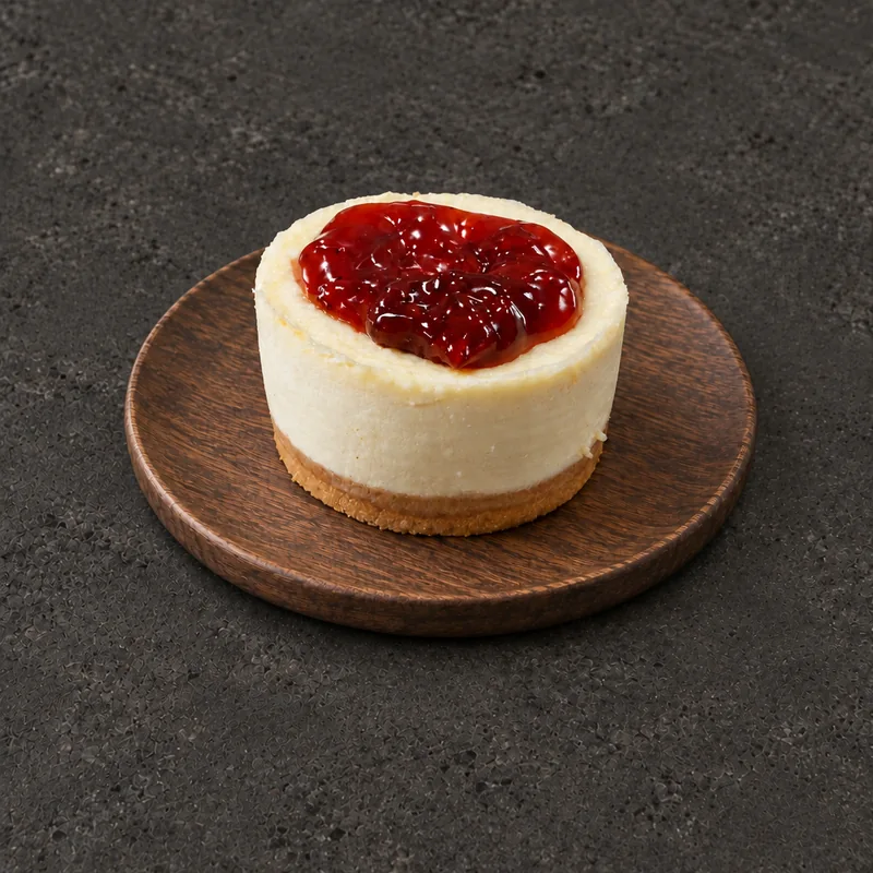 Strawberry Mini Cheesecake with a glossy red topping